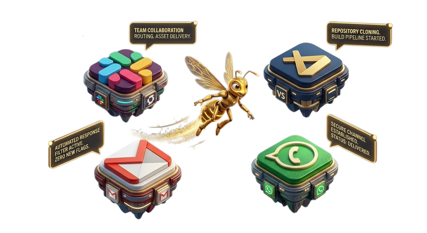 Wasper flying between app icons