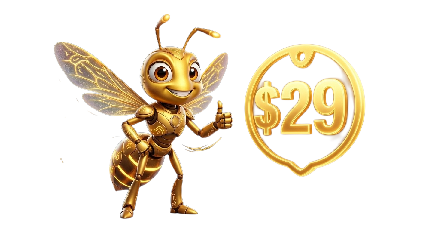 Wasper pricing mascot with $29 coin
