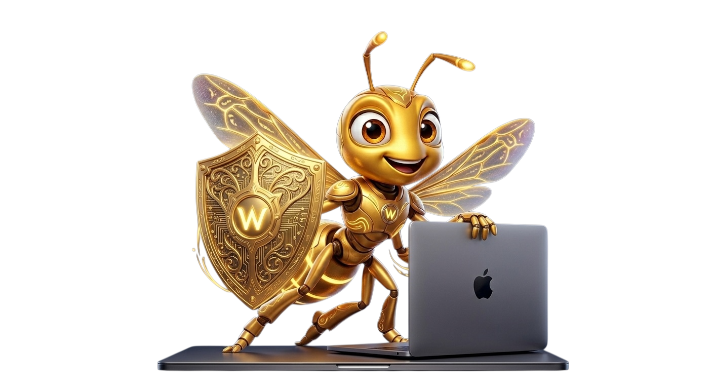 Wasper privacy shield — wasp with MacBook
